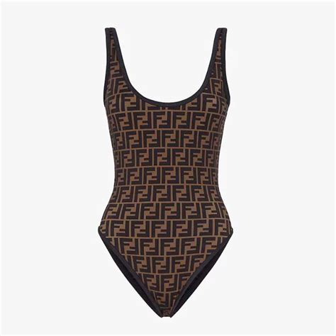 fendi print bathing suit|Fendi brown Lycra swimsuit.